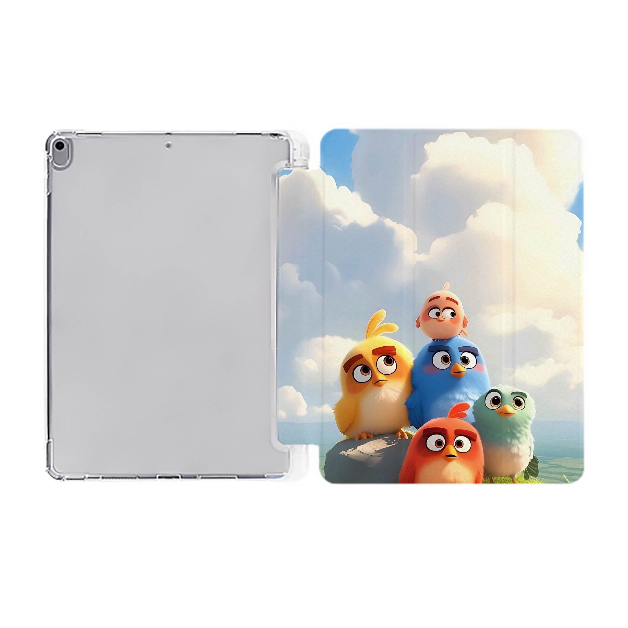（画像用） Angry Birds アングリーバード IPad ケース ペン収納付き 三つ折りスタンド PUレザー×シリコン 対応機種9.5/10.5/10.9インチ